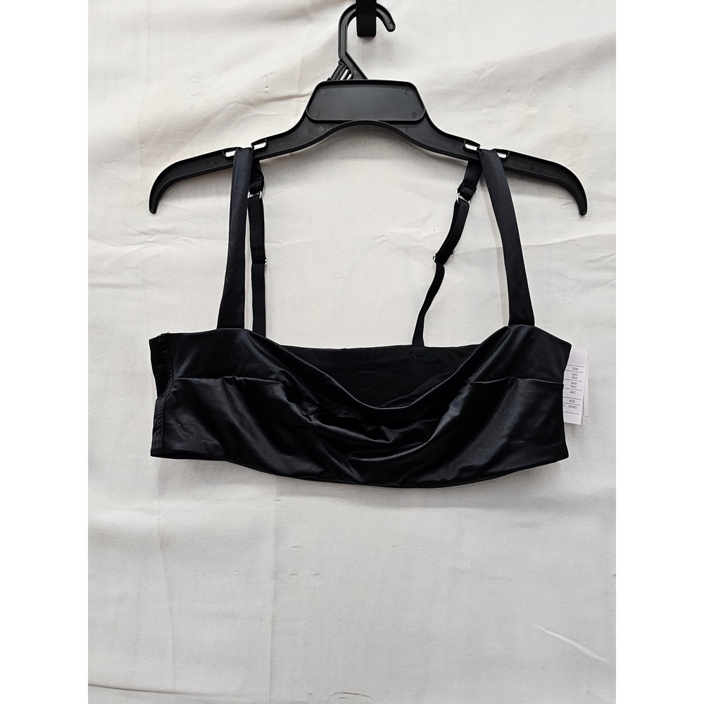 Auden Womens Satin Spaghetti Strap Bralette Black Nylon Blend Casual Size XL